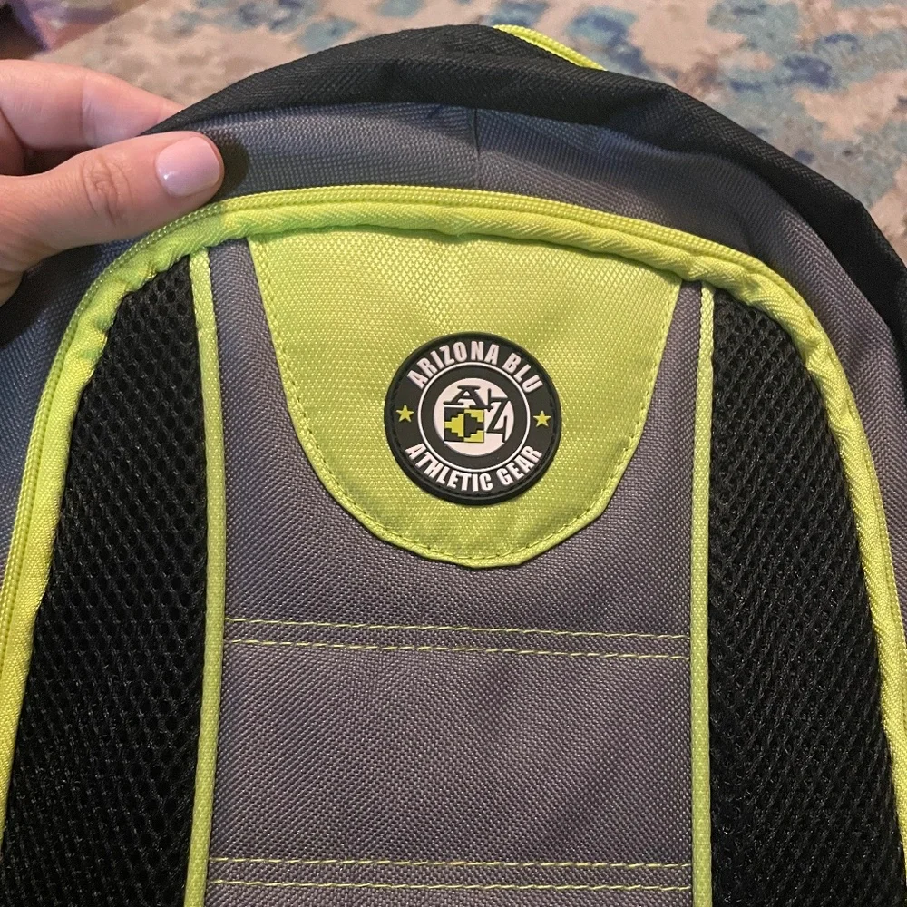 🎒 Arizona Blu Athletic Gear Backpack (Black, Gray, Neon Yellow)